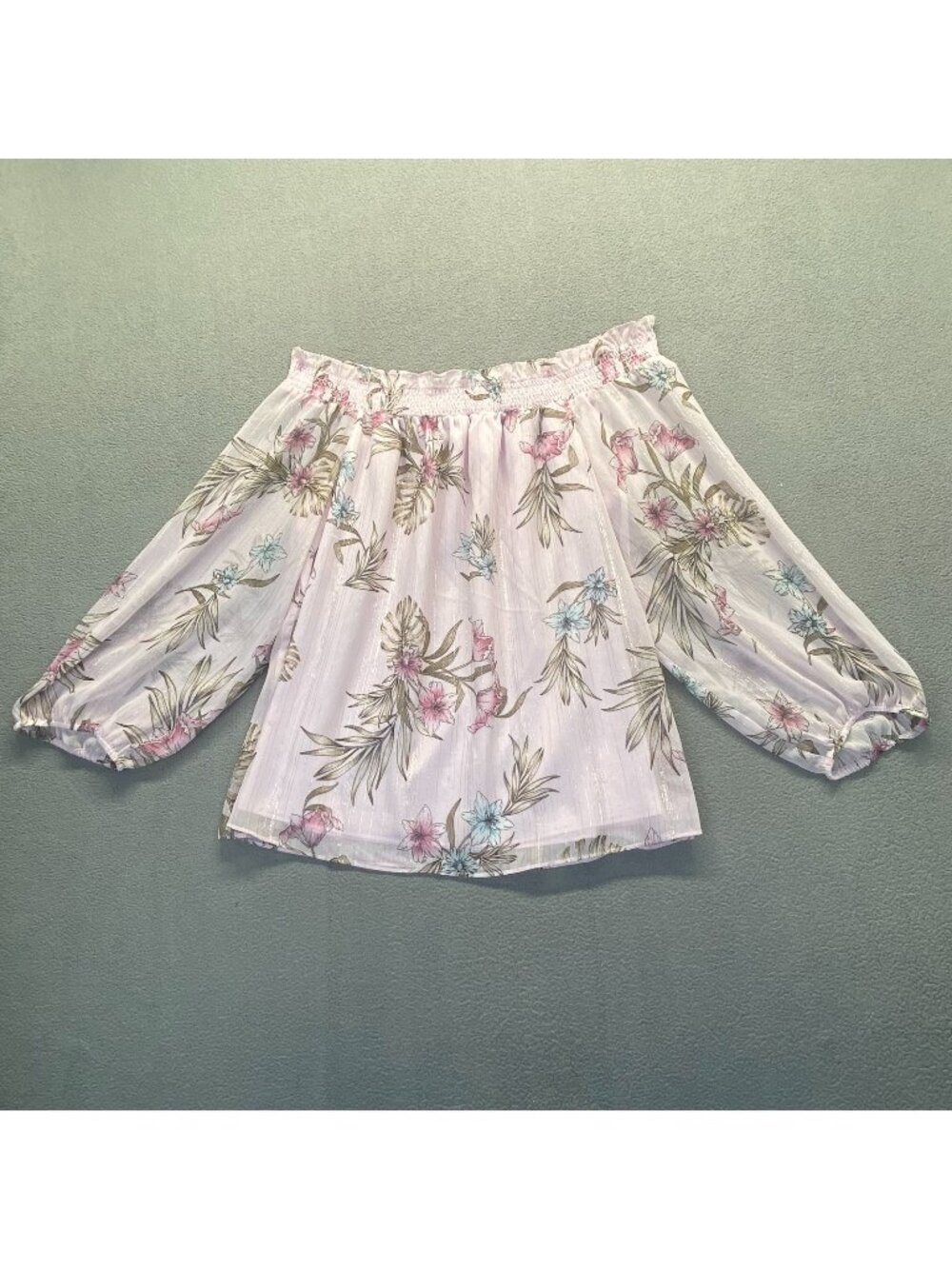 WHBM Floral Blouse Size XL Floral Pleated Cottagecore, Whimsical, Boho